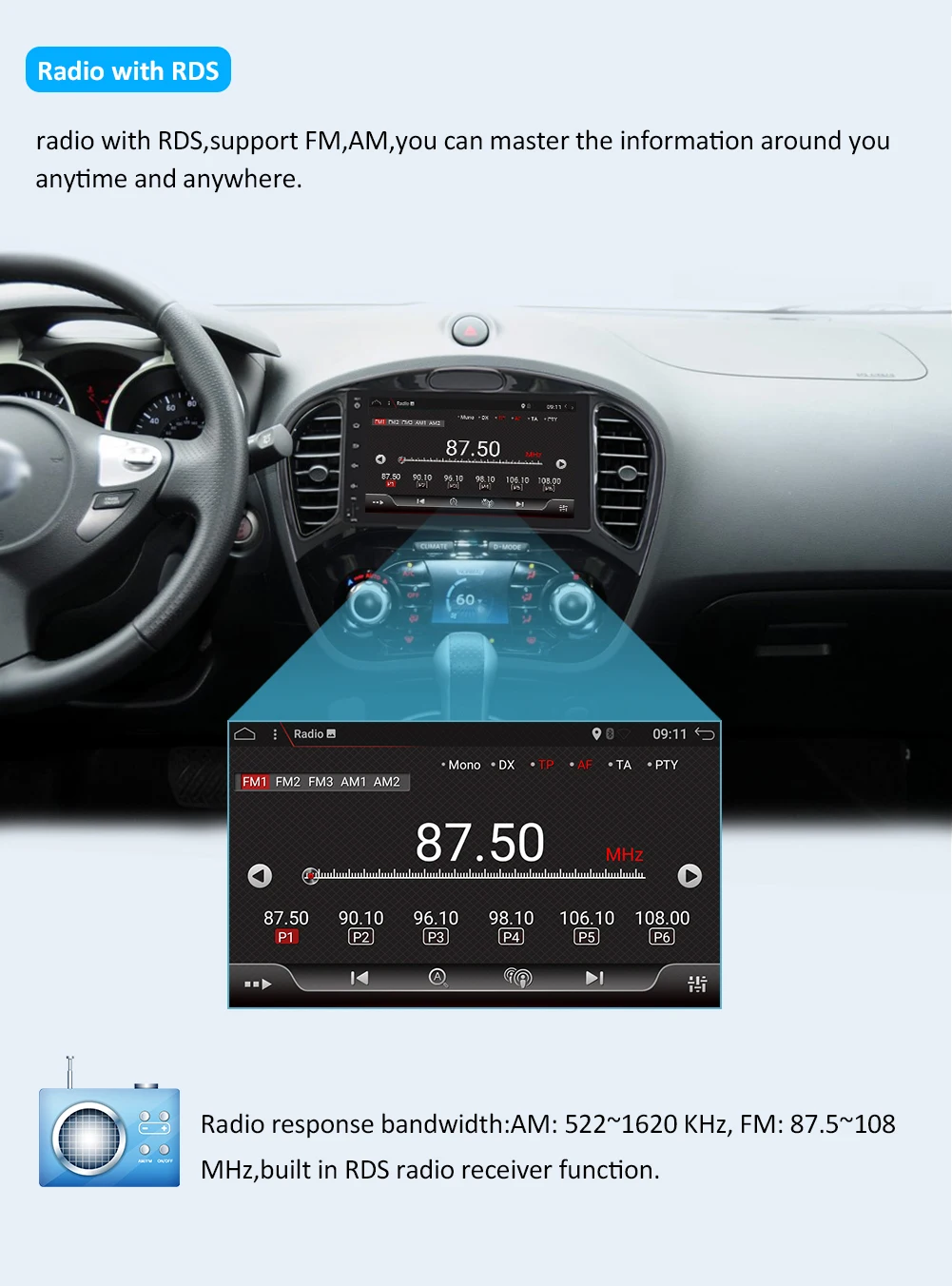 " 2 Din Android 9,0 Восьмиядерный 1024*600 автомобильный радиоприемник для Nissan Juke автомобильный аудио стерео Мультимедийный плеер 2 Гб ram 32 Гб rom