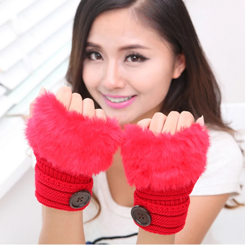

1Pair Cute Fashion Women Autumn Winter Soft Comfort Warm Mitten Female Ladies Solid Arm Warmer Knitting Gloves
