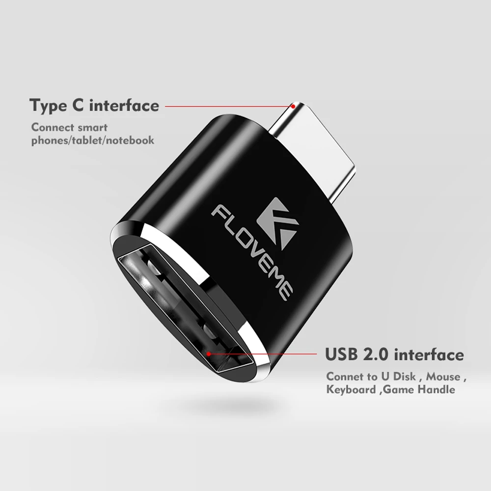 FLOVEME Micro USB OTG type C адаптер USB мама к type-C папа адаптер конвертер для samsung S8 MacBook OnePlus OTG USB зарядное устройство - Цвет: USB 2.0 to Type C