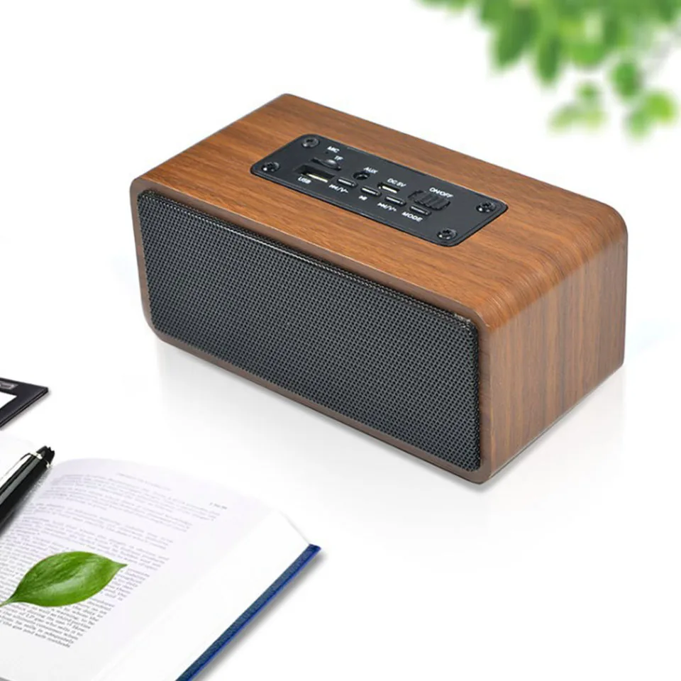 Ретро дерево супер бас беспроводной мини Bluetooth динамик портативный сабвуфер Звуковая система стерео музыка