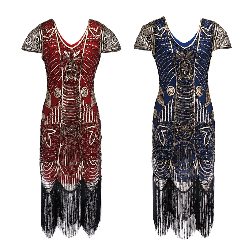 

Women's 1920s o Neck Beaded Fringed Gatsby Theme Flapper Dress Prom Beaded Dresses Great Gatsby evening cocktail dress