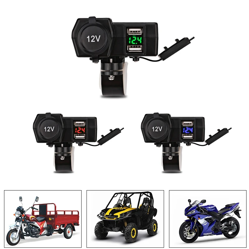 Universal Dual USB Charger Led Volt meter Motorbike Cigarette Lighter Socket Adapter 12V For Harley Suzuki Yamaha Kawasaki | Автомобили и