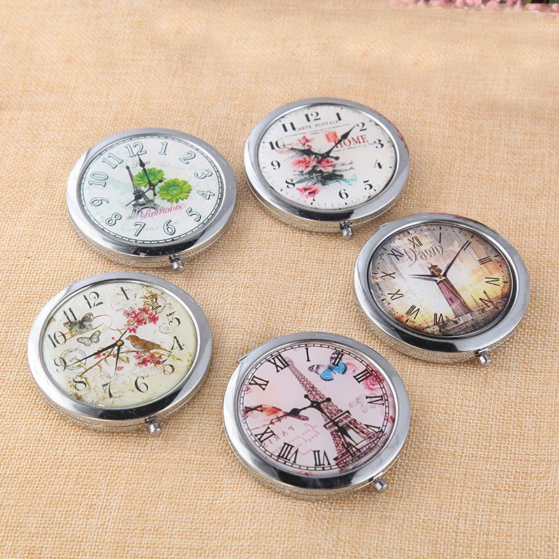Модные складные зеркала для макияжа с изображением часов переносные путешествий
