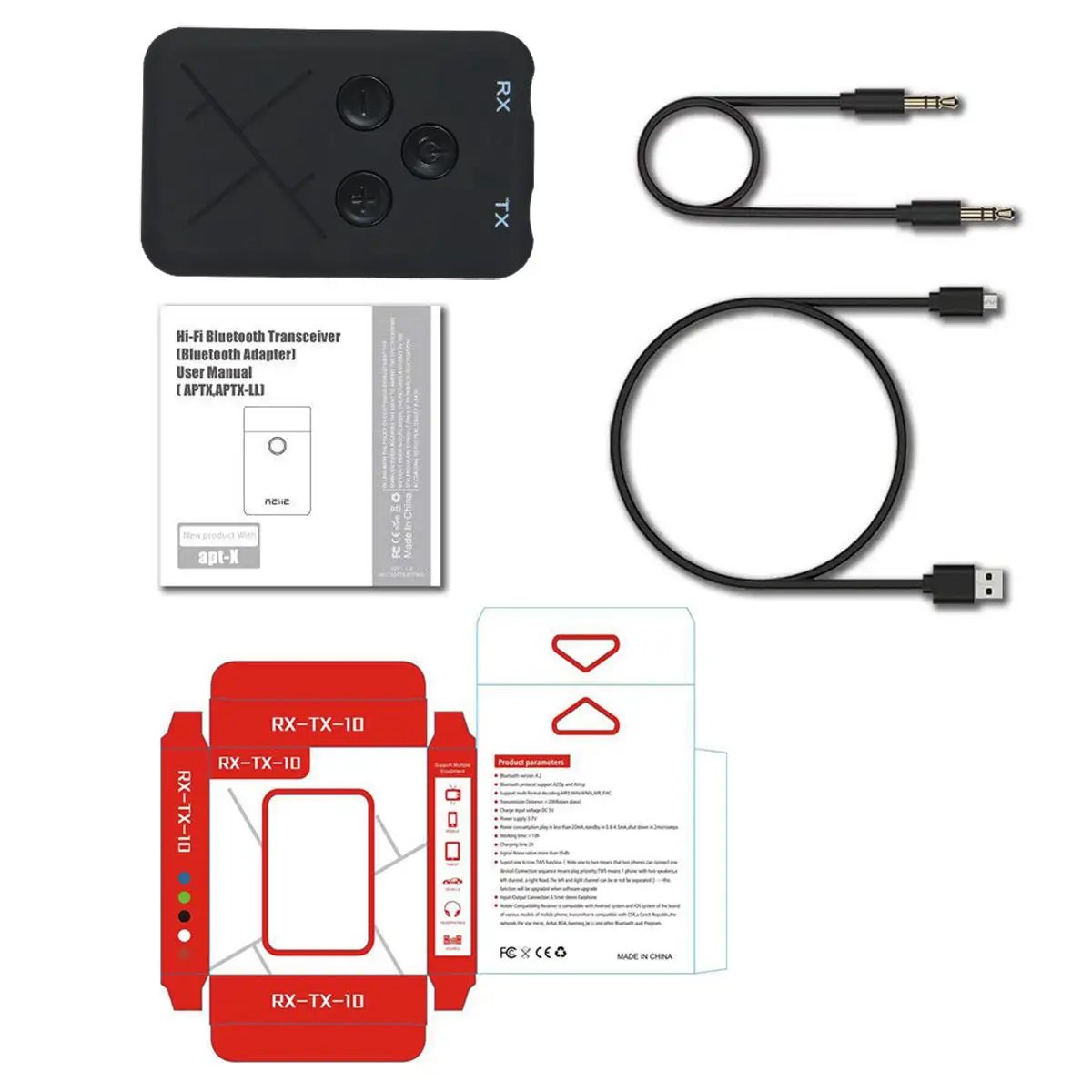 Приемники Bluetooth передатчик 3,5 мм jack Handsfree Авто RX-TX-10 беспроводной адаптер Музыка Аудио Автомобильный комплект для ПК ноутбука тв
