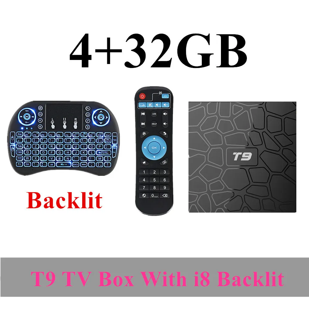 32GB i8 Air Backlit T9 4GB 64GB RK3328 четырехъядерный Смарт Android 8,1 ТВ-приставка Bluetooth 4,0 H2.65 4K 2,4 GHz/5 GHz wifi приставка медиаплеер - Цвет: 32GB i8 Air Backlit