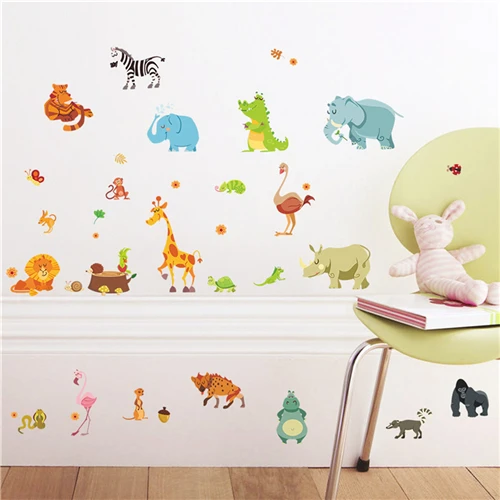 

Safari Nursery Rooms Baby Home Decor Poster Jungle Adventure Animals Wall Stickers for Kids RoomsMonkey Wall Decals Wallpaper