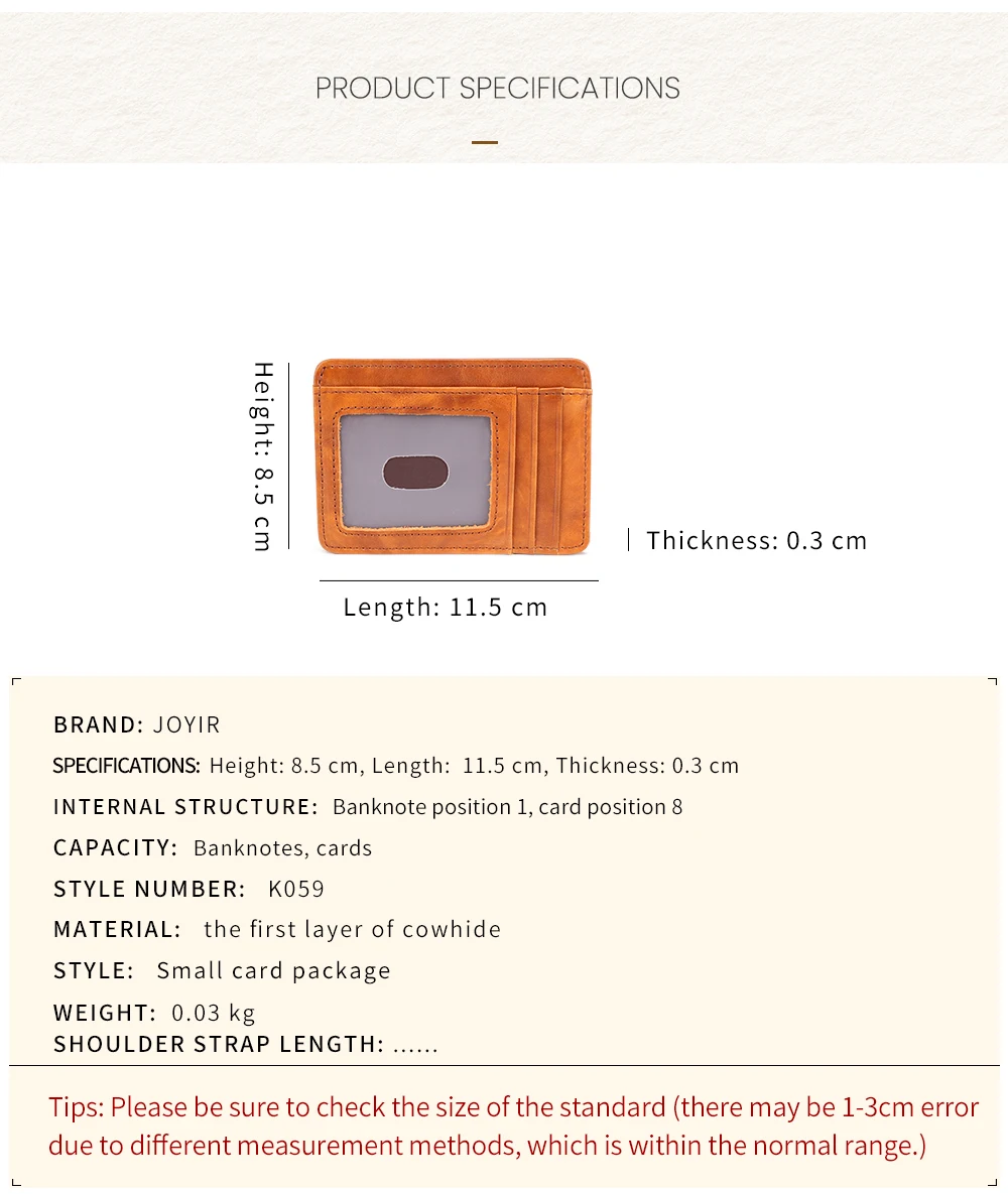 Joyir из натуральной кожи ID держатель для карт унисекс Тонкий RFID кошелек Кредитная карта ID держатель для карт для хранения денег кошелек чехол для Для мужчин Для женщин модная сумка