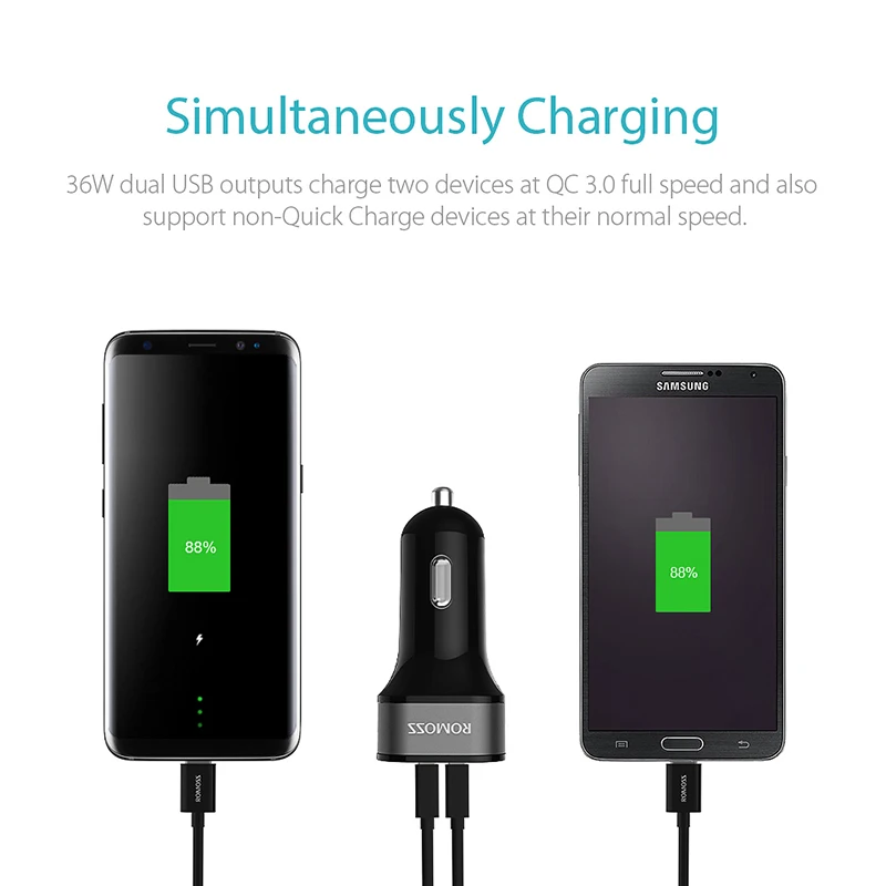 Автомобильное зарядное устройство Romoss 30 Вт с двумя USB и быстрой зарядкой PD 3 0 для
