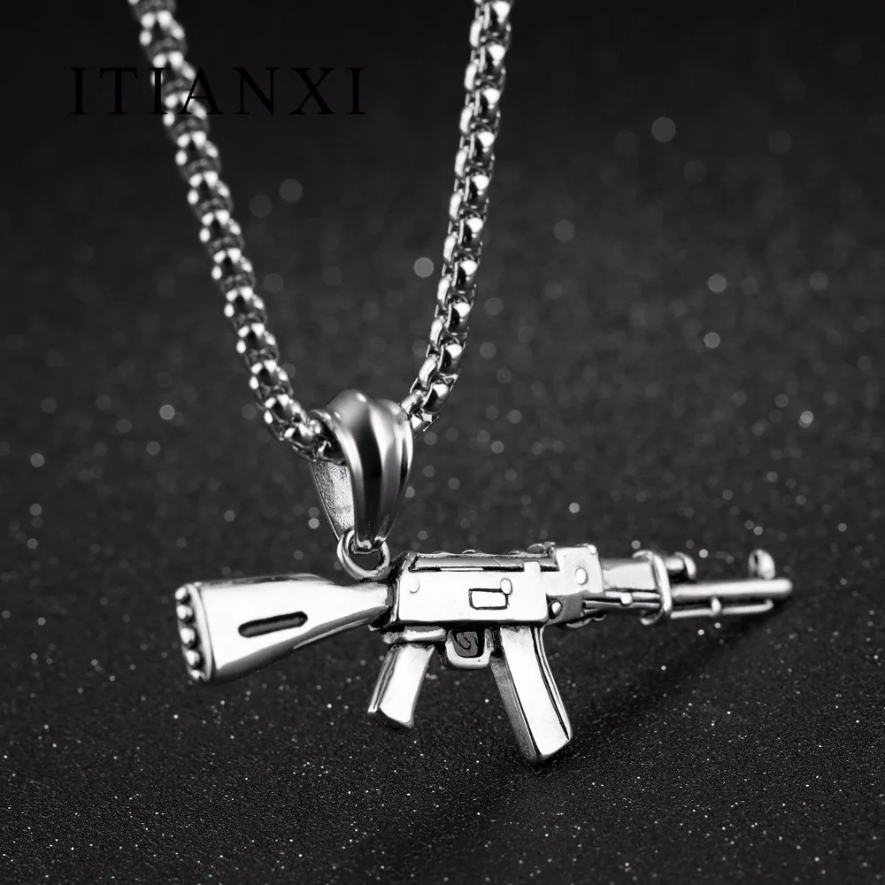 Itianxi личности AK47 пистолет Дизайн Подвески Ожерелья для мужчин человека в стиле