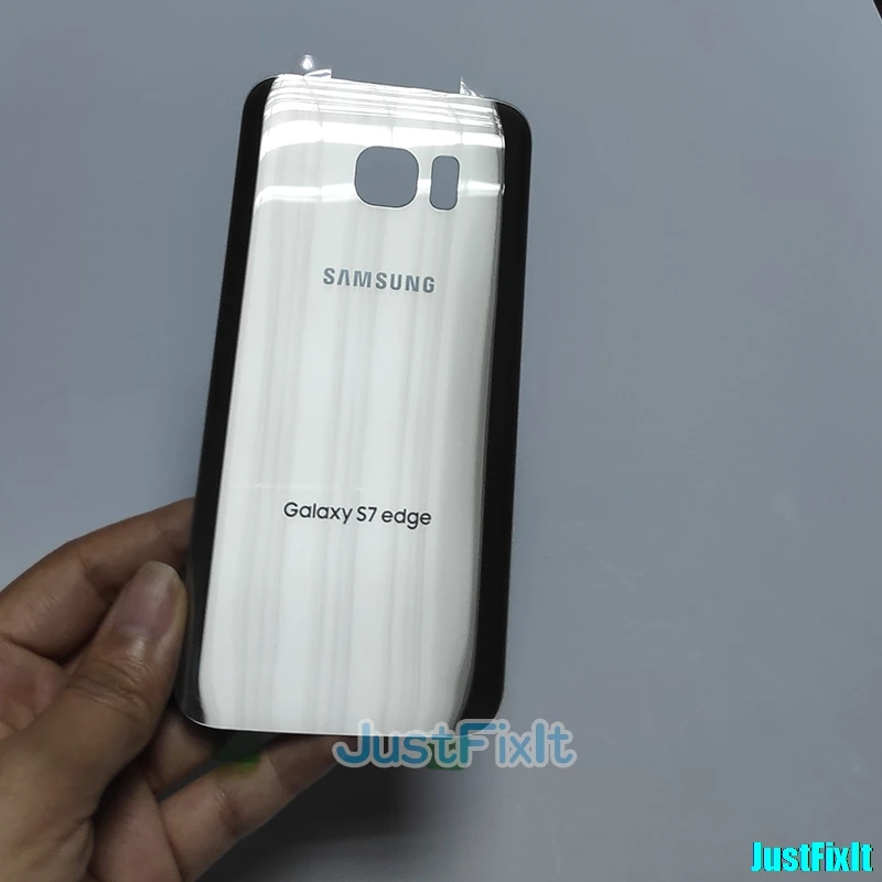 Silver Сменный Чехол для батареи для SAMSUNG Galaxy S7 edge G930A G930F G935F G935A задняя крышка для батареи Задняя стеклянная крышка корпуса чехол - Цвет: Silver