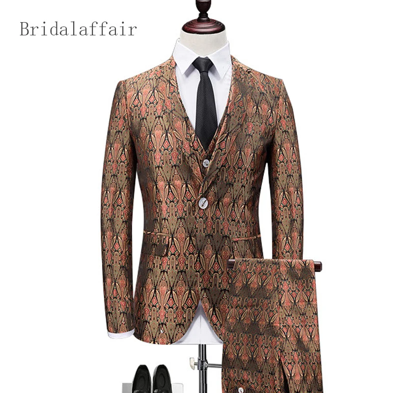 Bridalaffair 2018 новые мужские фигурные костюмы модные блейзеры с принтом для клуба