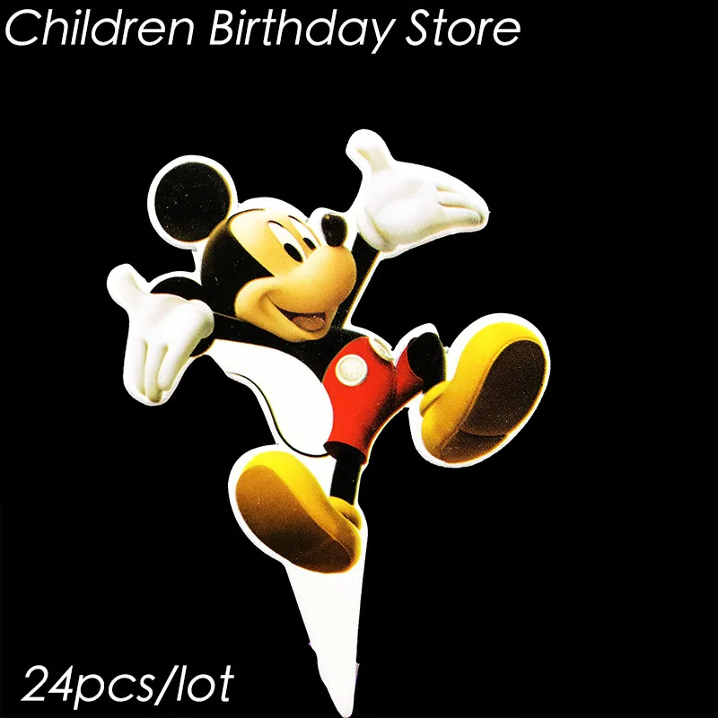 Mickey Mouse 24 шт./лот соевый Luna тема торт Топпер соевый Luna тема День Рождения украшения соевый Luna тема украшения для кексов - Цвет: Mickey Mouse