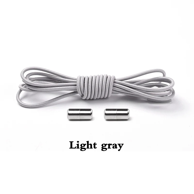 Light Gray 1 пара Упругие фиксирующие шнурки круглые шнурки без завязок шнурки для обуви для детей и взрослых шнурки для кроссовок быстрая ленивая обувь шнурки для шнурков 25 цветов - Цвет: Light Gray