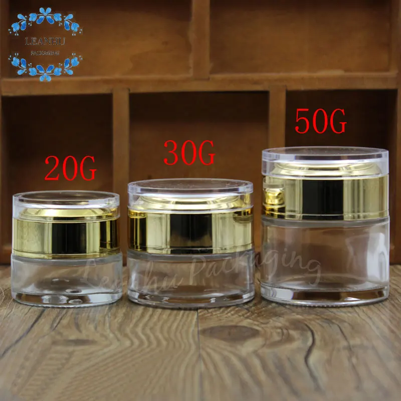

Прозрачные стеклянные банки для крема с золотой крышкой, пустой косметический контейнер, банки для маски/крема для глаз, 20 г/30 г/50 г
