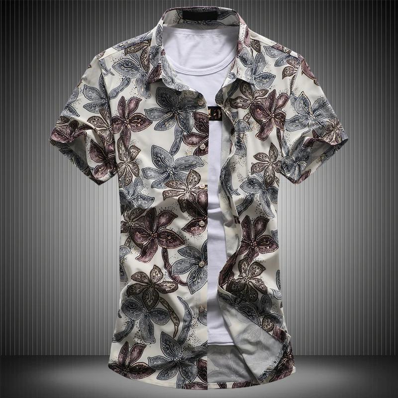 Модные рубашки для мужчин отдыха большие размеры короткий рукав летний бренд