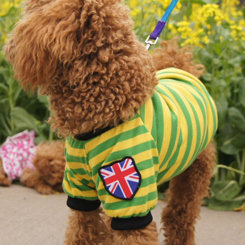 Летняя полосатая футболка для собак размеры меньшего размера рубашки одежда
