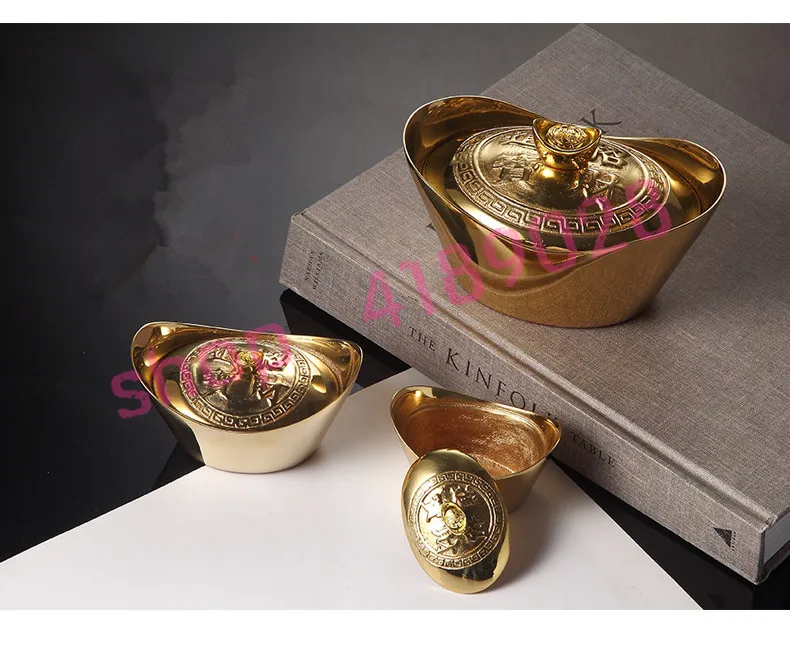 

Pure copper gold ingot, open cover style, geomantic omen ornaments