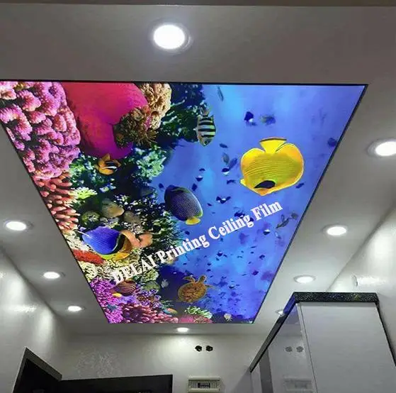 Подводная Красивая потолочная 3d пленка с люстрой в середине/стрейчевая для