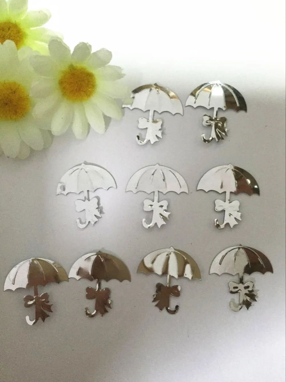

300pcs/lot 23mm Umbrella Sequins For Crafts With Bows PVC Sewing DIY Silver