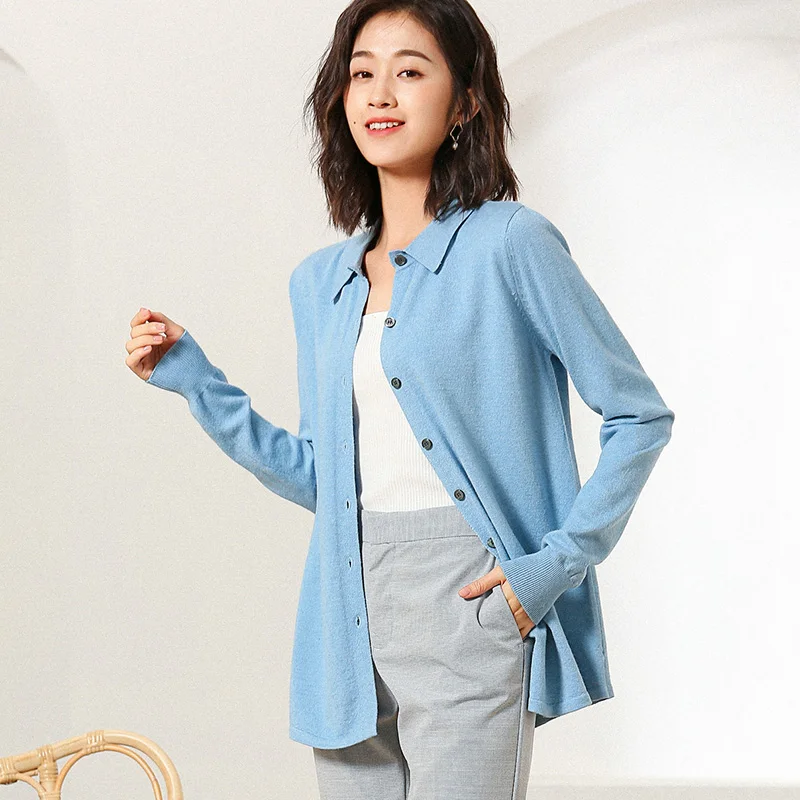 Cashmere sweater female new round neck solid color knit cardigan Slim loose coat thin section elastic wild shirt |