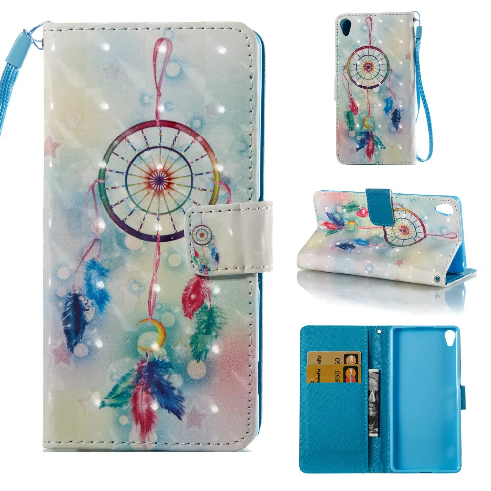 Перо Dream Catcher 3D Красочные кожаный бумажник Flip Стенд чехол для Sony Xperia XA F3111 F3113 Fundas