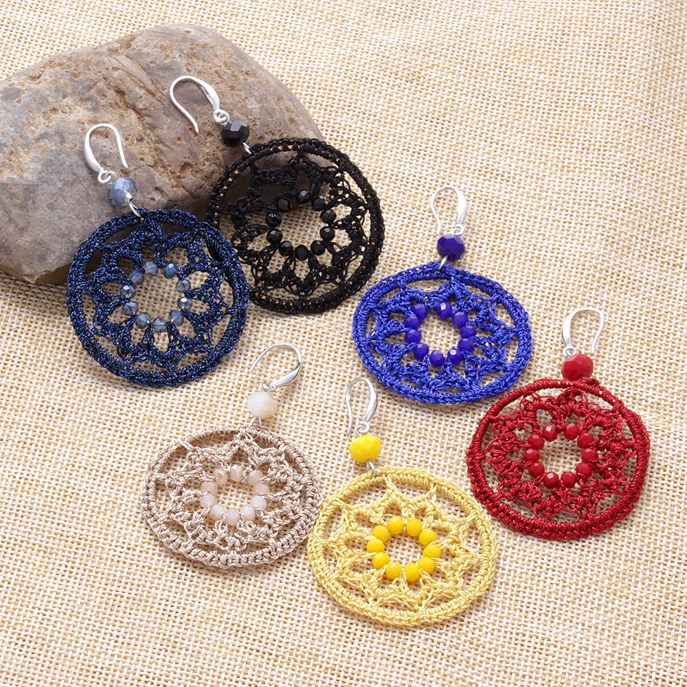 Новые летние геометрические акриловые висячие серьги в стиле бохо с кристаллами