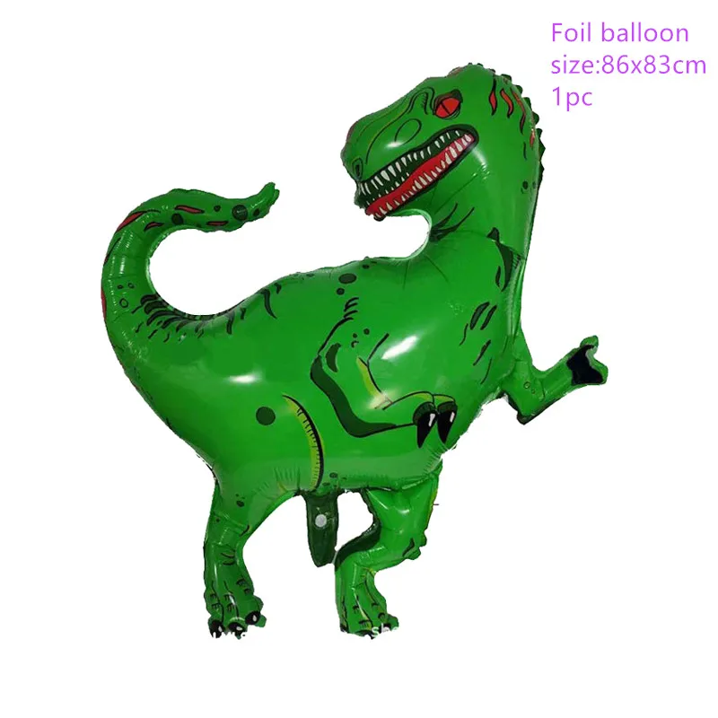 1pc foil balloon 2 Вечерние столовые приборы с рисунком динозавра для дня рождения, украшения для детей и взрослых, бумажные тарелки, чашки, скатерть, воздушные шары, соломенные вечерние принадлежности - Цвет: 1pc foil balloon 2