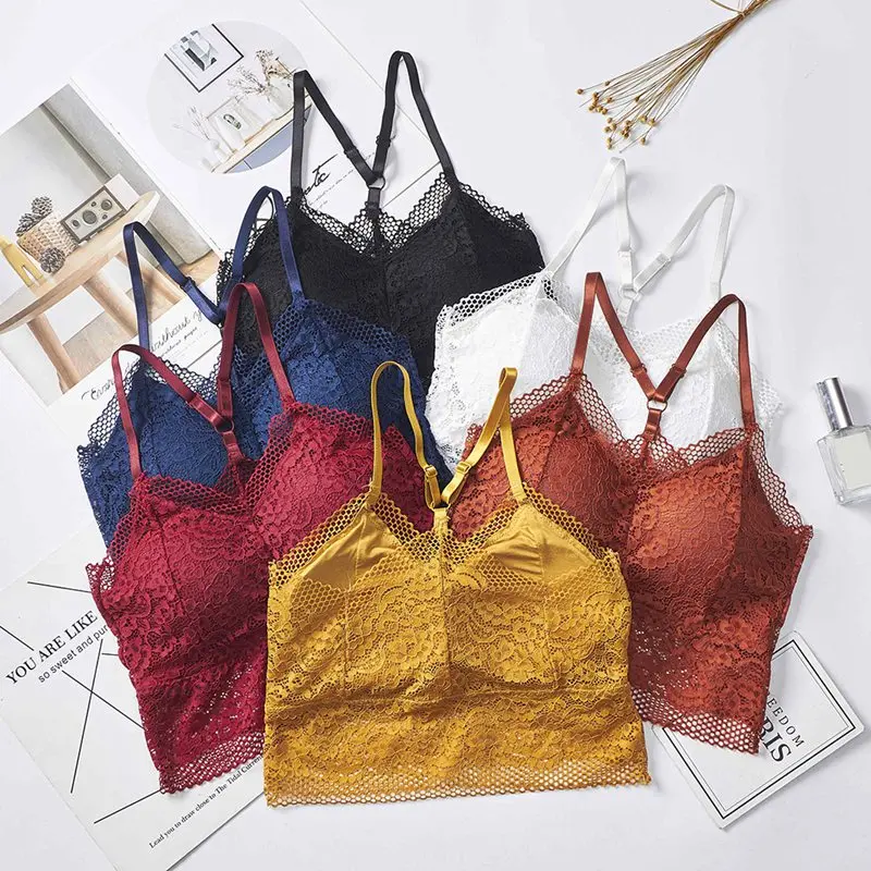 

Summer New Ladies Lace Sling Beauty Back Wrapped Chest Solid Color Beauty Back Vest Women Sexy Sweet Girl Vest