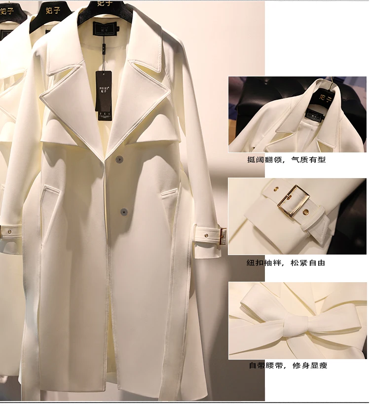 Spring Long Trench coat women Fashion High-end custom Single Breasted Belt Classic Trench Elegant Ladies Business Outerwear