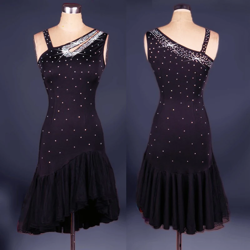 Платье для латинских танцев со стразами сальсы Танго бальных женщин