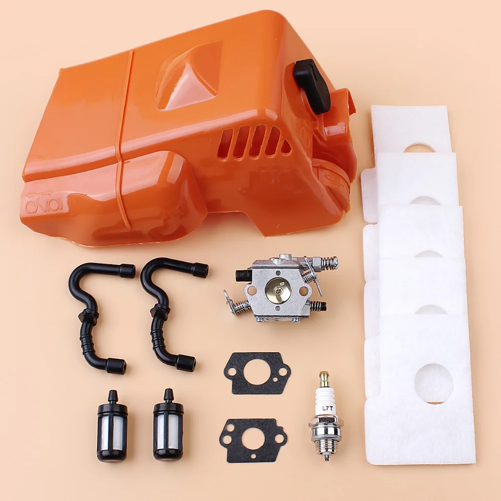 

Top Engine Cylinder Air Filter Cover Carburetor Fuel Hose For STIHL MS170 MS180 017 018 Chainsaw Zama C1Q S43B Walbro WT-325A