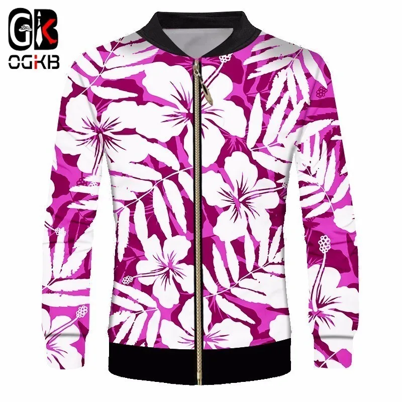 OGKB 3D модная фиолетовая куртка с цветочным принтом классические толстовки