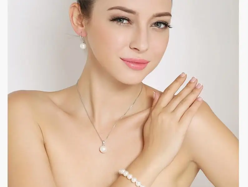 

TJP Trendy Female Pearl Drop Earrings For Women Jewelry Top Quality 925 Sterling Silver Earrings For Lady Party Accessories Gift