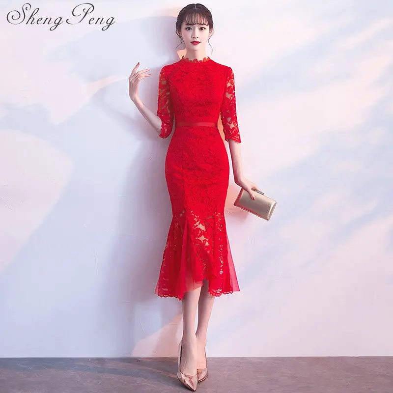 Новое поступление китайское платье qipao с рукавом до локтя платья в восточном