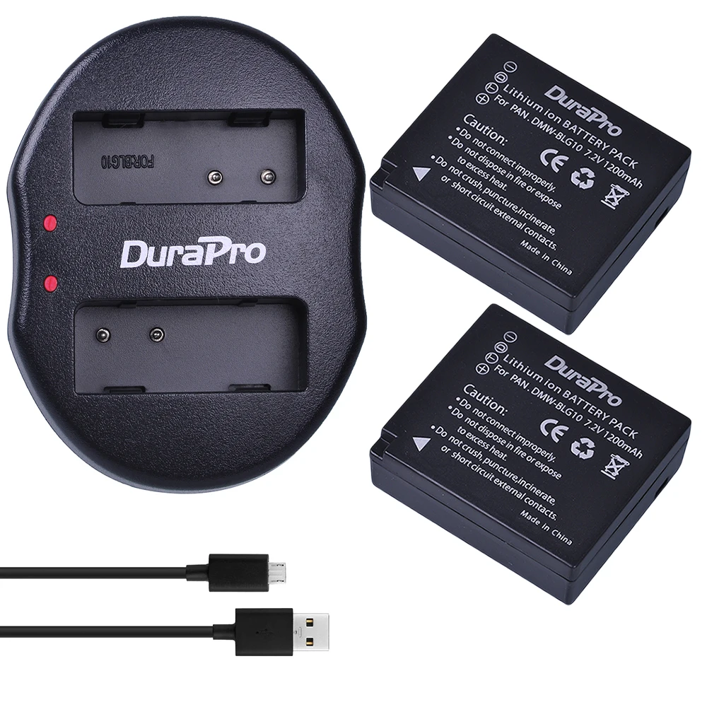 DuraPro 2pcs DMW-BLG10 DMW BLG10 Аккумулятор для камеры + USB двойное зарядное устройство Panasonic