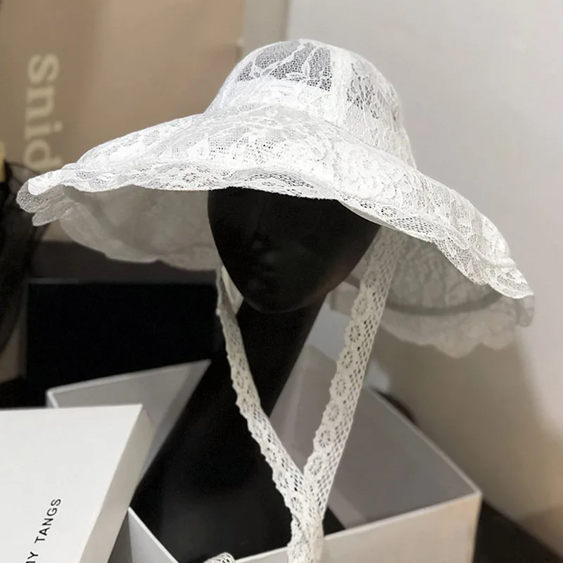 Шляпа от солнца с мягкими кружевными вставками широкополая шляпа для церкви