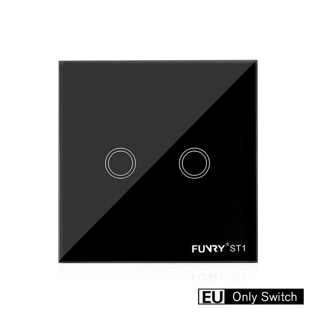 black FUNRY ЕС стандартный 2 банда дистанционного управления, умное управление ВКЛ-ВЫКЛ для умного дома, умный настенный выключатель, умный переключатель лампы, светильник - Цвет: black