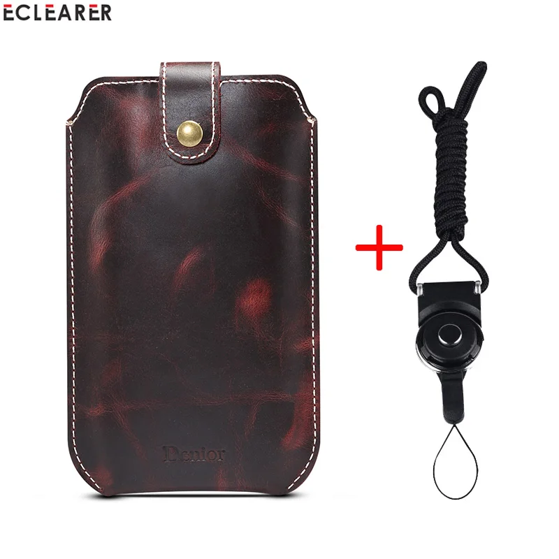 Red With Lanyard Винтажный чехол для телефона s для OPPO Reno/Z/Realme 3 2 Pro 1 C2 роскошный ремень из натуральной кожи чехол для телефона кобура Сумка Чехол держатель для карт - Цвет: Red With Lanyard