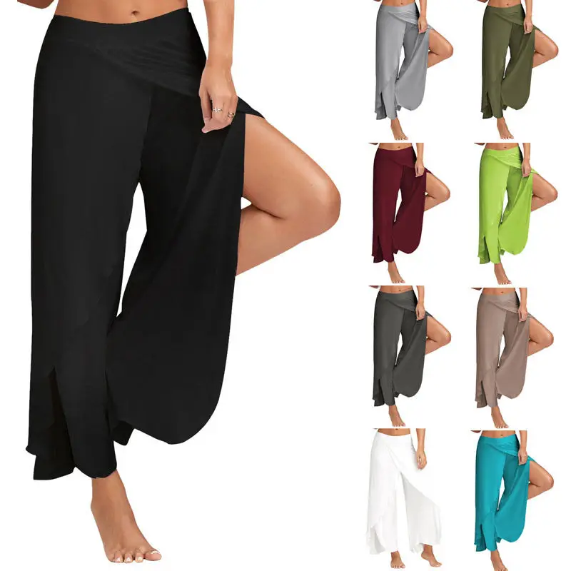 

Women Causal High Waist Palazzo Pants Wide Leg Loose Chiffon Long Pants Trousers