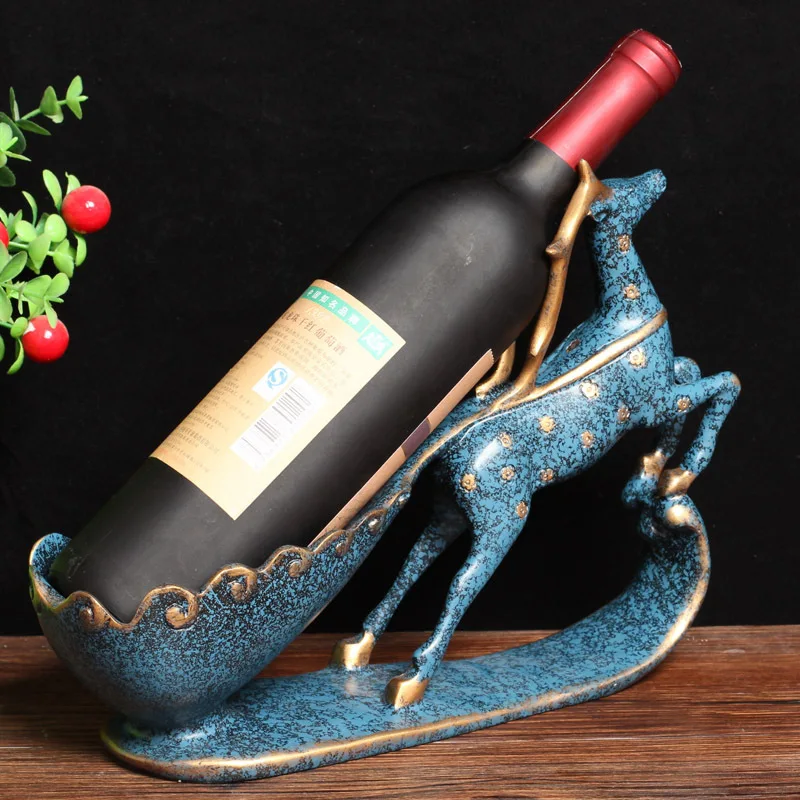 European style creative antique resin decoration red deer wine rack cabinet and display. | Дом и сад