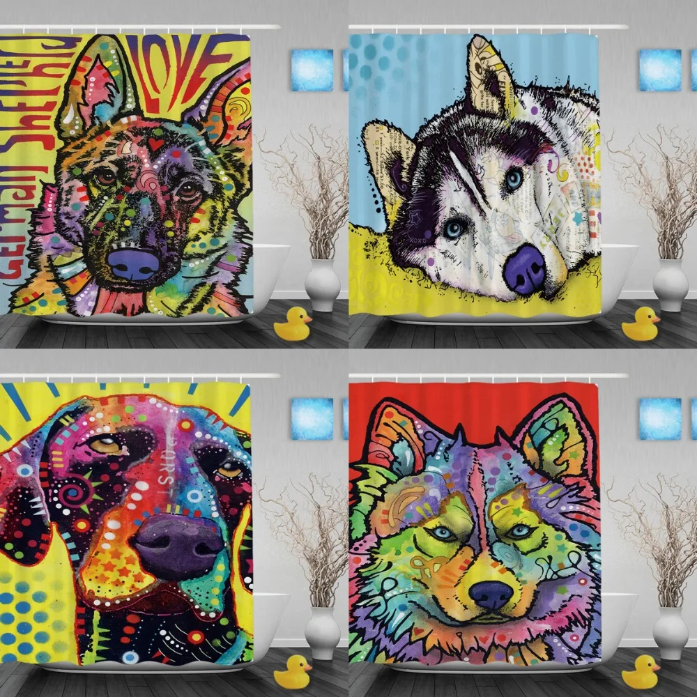Забавные занавески для душа с собаками хаски милые животные уникальное