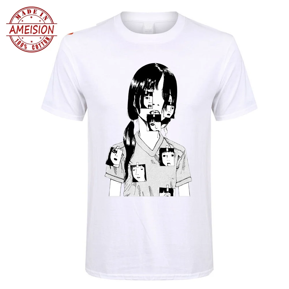 Мужские футболки с принтом ужас манга хунджи Ито короткими рукавами из 100% хлопка