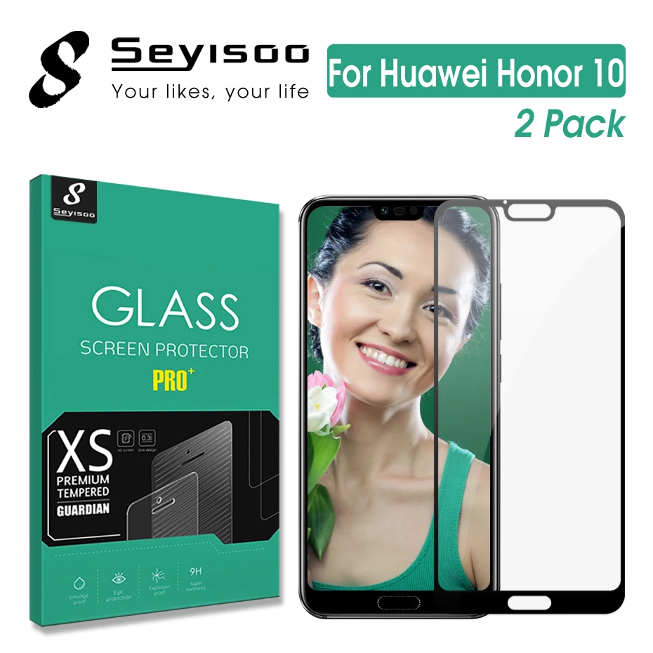 

[2 Pack] 100% Original Seyisoo 2.5D 9H HD Full Cover Tempered Glass Screen Protector For Huawei Honor 10 Honor10 Protective Film