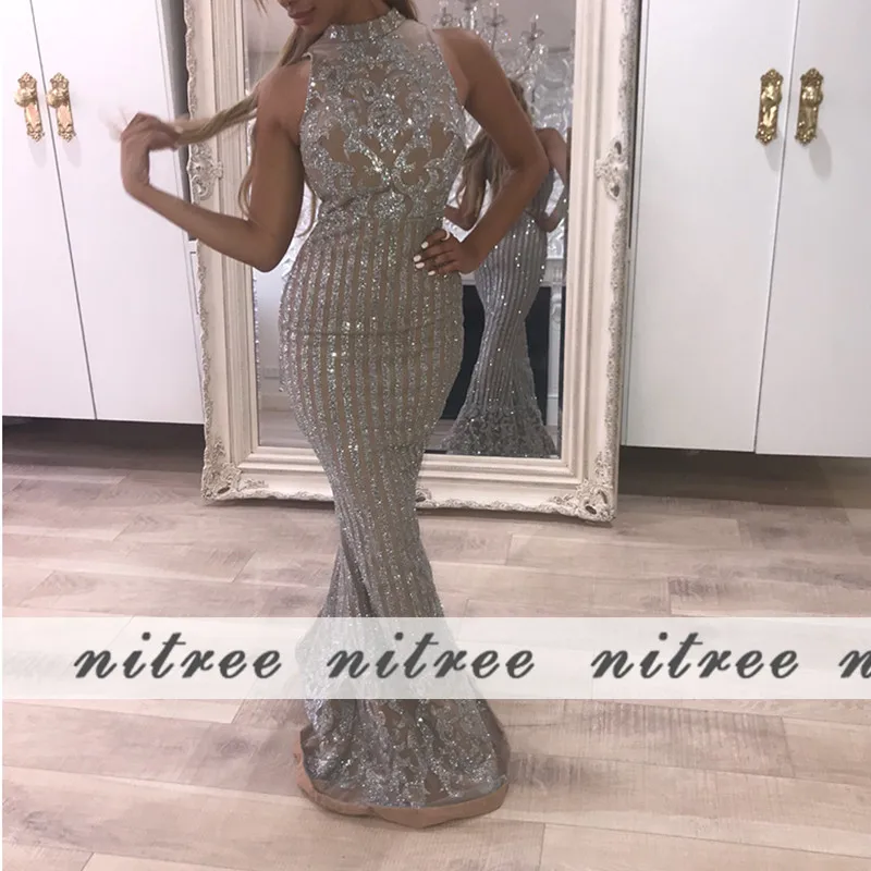 Мусульманское Вечеринка Платья для женщин 2018 Bling Блёстки кафтан Абаи в Дубае