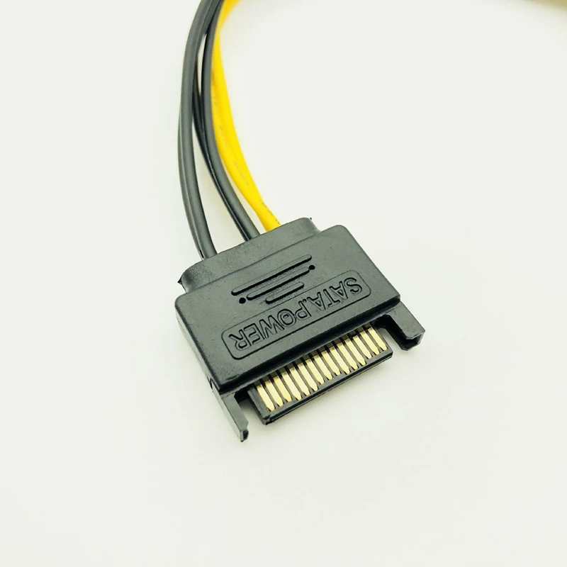 Одиночный SATA 15pin к 8pin (6 + 2) Кабель адаптер Powr 20 см PCI E кабель питания 15 контактный 8 для BTC Miner Mining|Компьютерные