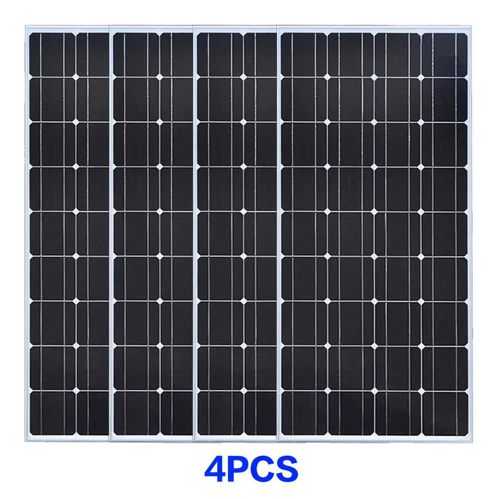 4 pcs solar panel XINPUGUANG 2 шт. 3 шт. 4 шт. солнечная панель 100 Вт 18 в стеклянная солнечная панель s 200 Вт 300 Вт 400 Вт panneau solaire монокристаллическая солнечная панель 12 В - Цвет: 4 pcs solar panel