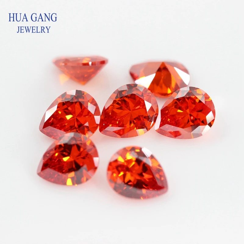 2x3~18x25mm Pear Shape Cut 5A Orange CZ Stone Synthetic Gems Cubic Zirconia For Jewelry Wholesale Free Shipping | Украшения и