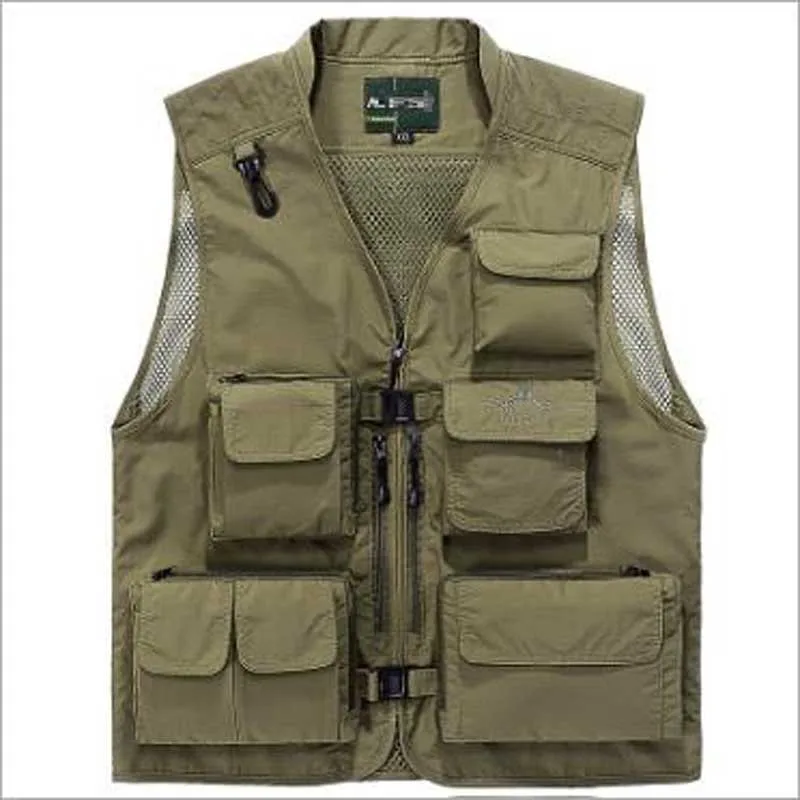 Сетчатый жилет с дырками для мужчин Повседневный несколькими карманами дышащая