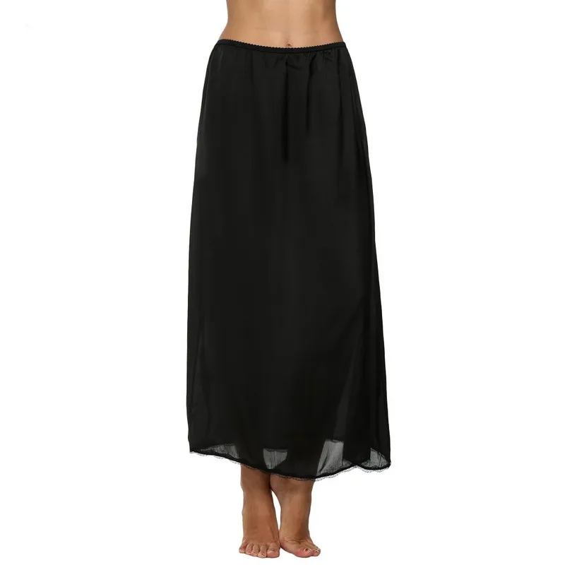Для женщин Half Slip атласной отделкой Макси Кружева нижняя скольжения летние