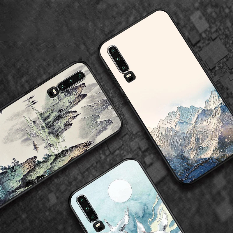 Рельефный Винтажный чехол в японском и Восточно-азиатском стиле для Huawei P30 PRO